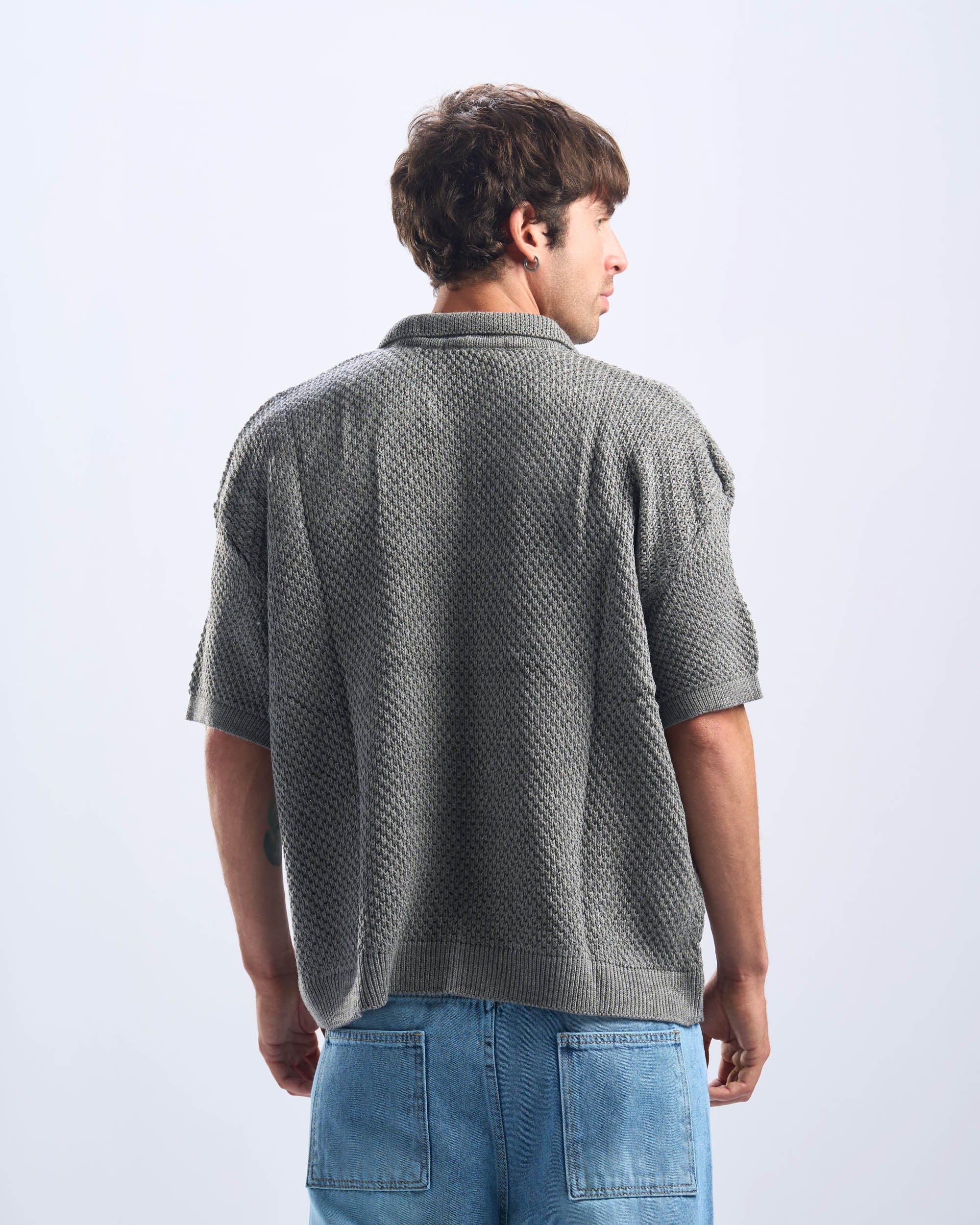 Grey Polo Knitted Tee