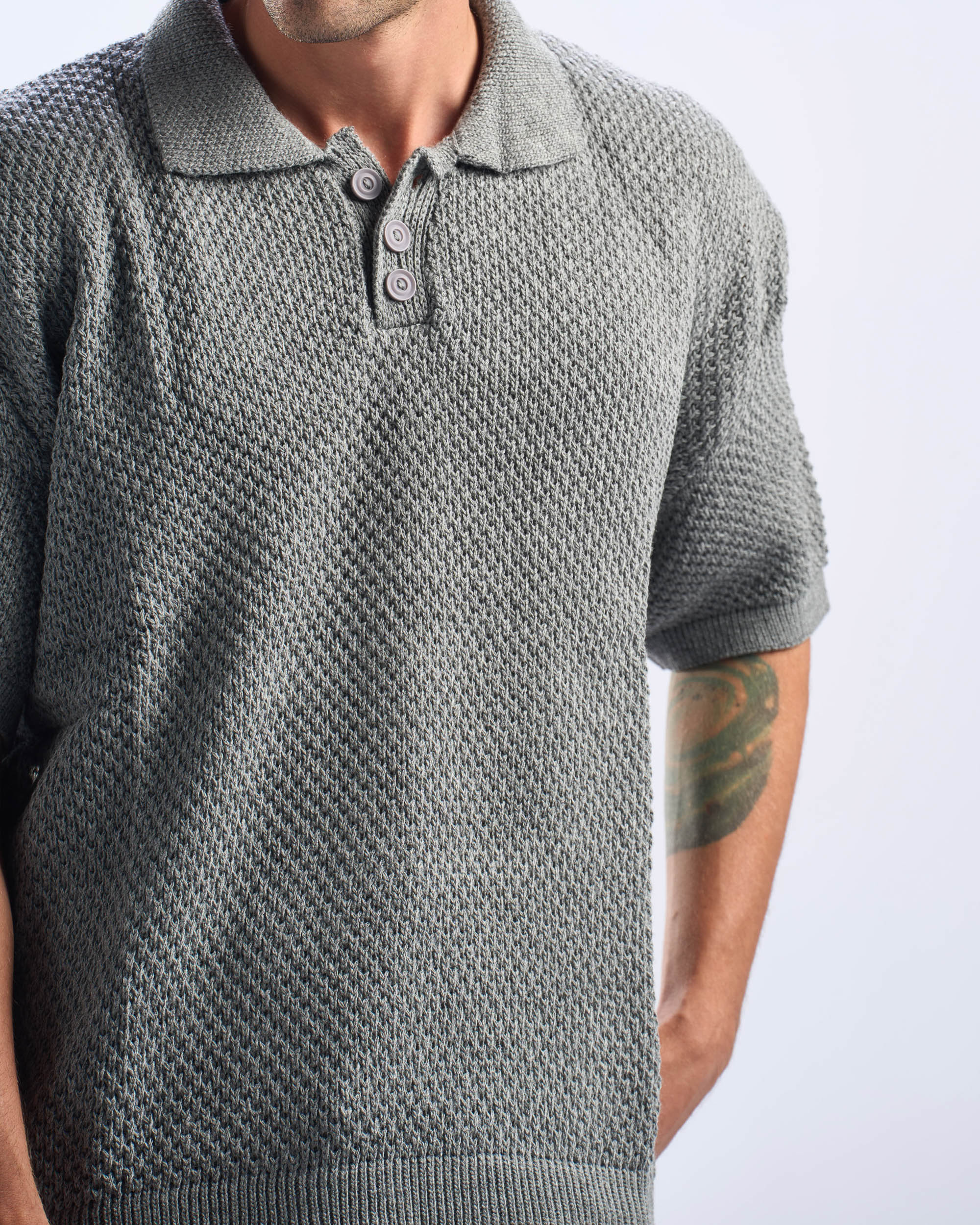 Grey Polo Knitted Tee