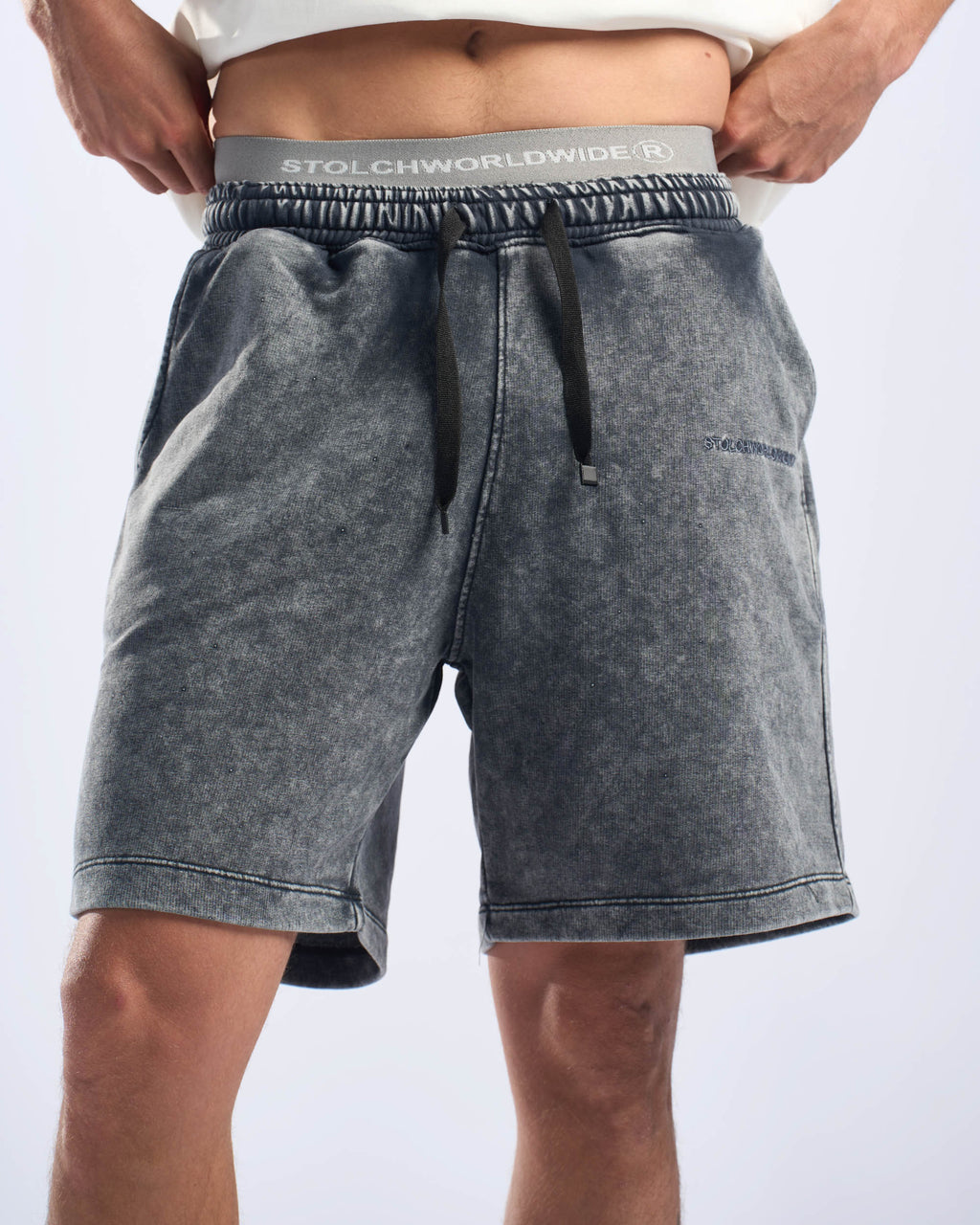 washed grey basic short