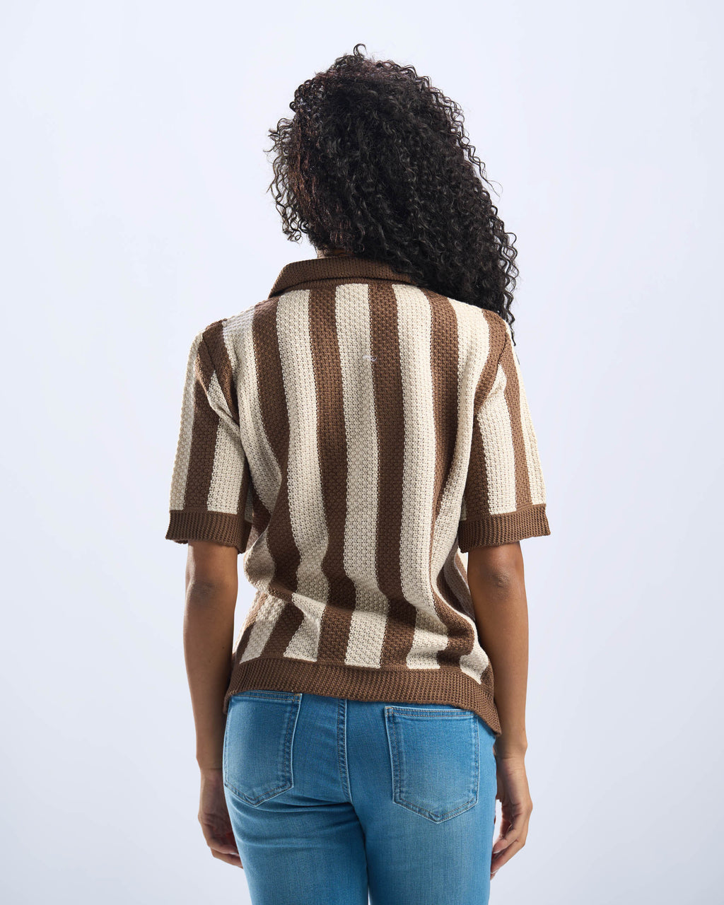Brown x Beige Stripped Polo Knitted Tee
