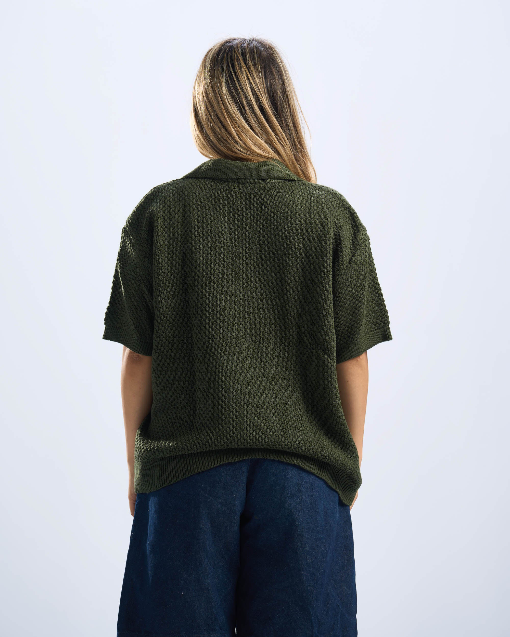 Olive Polo Knitted Tee