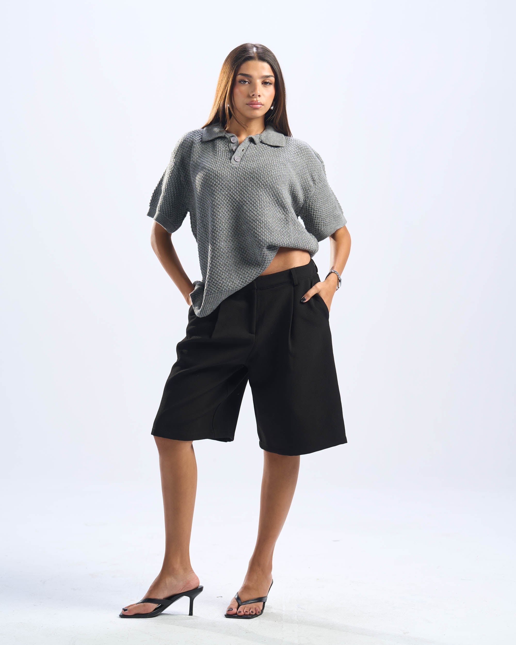 Grey Polo Knitted Tee
