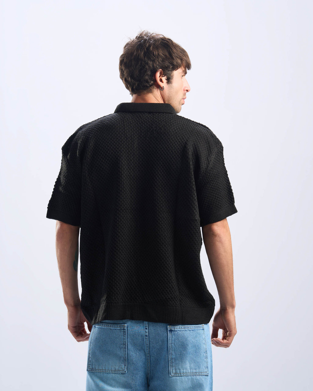 Black Polo Knitted Tee