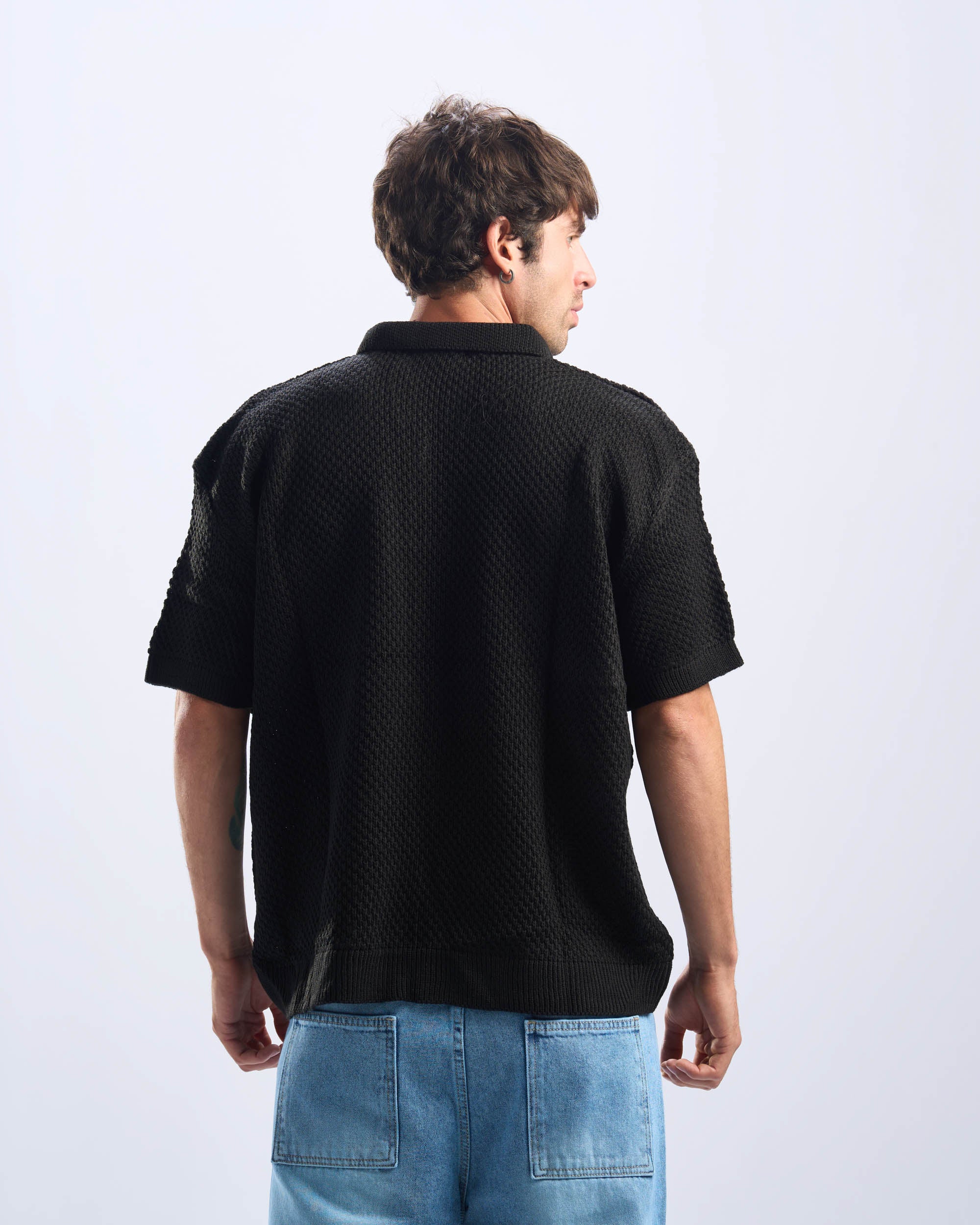 Black Polo Knitted Tee