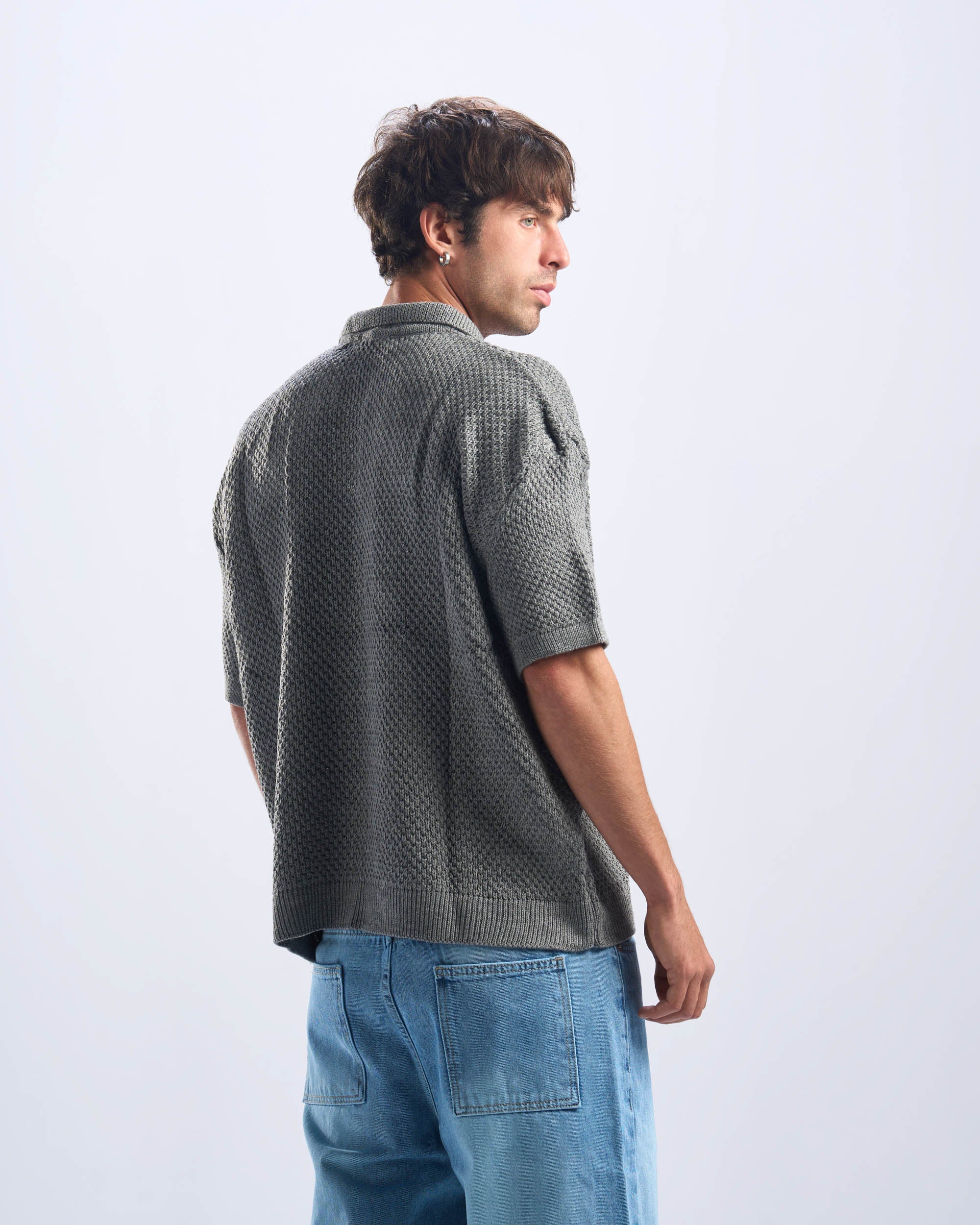 Grey Polo Knitted Tee