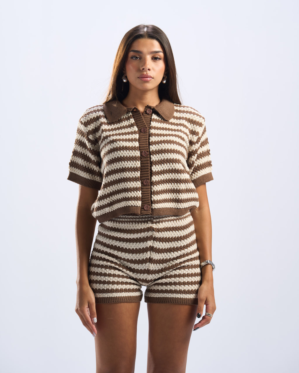 brown x beige beach set