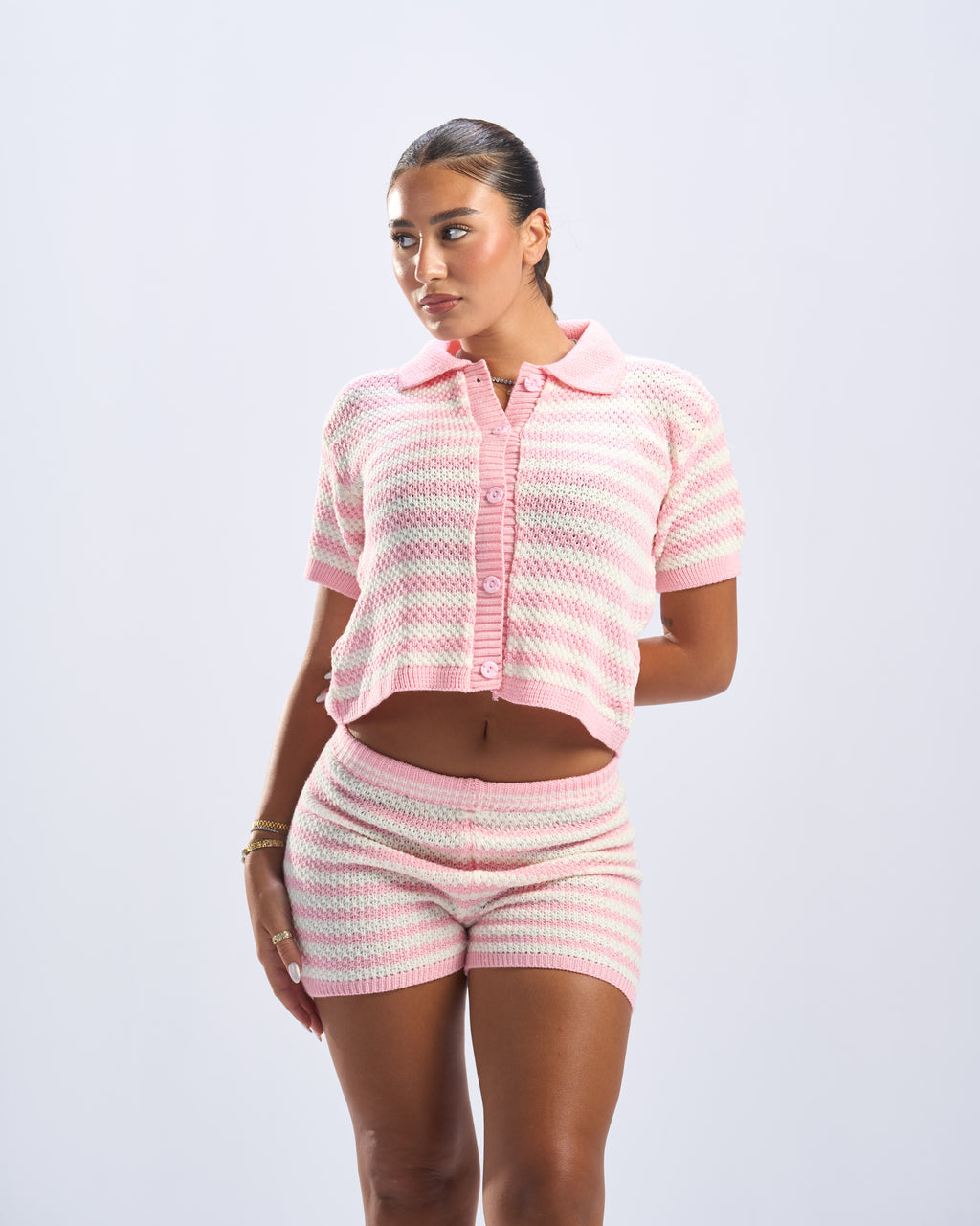 pink x white beach set