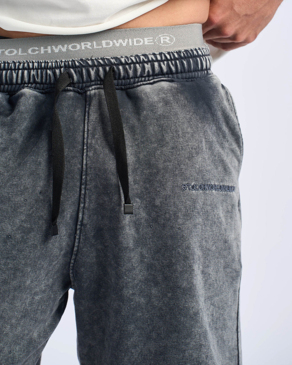 washed grey basic short