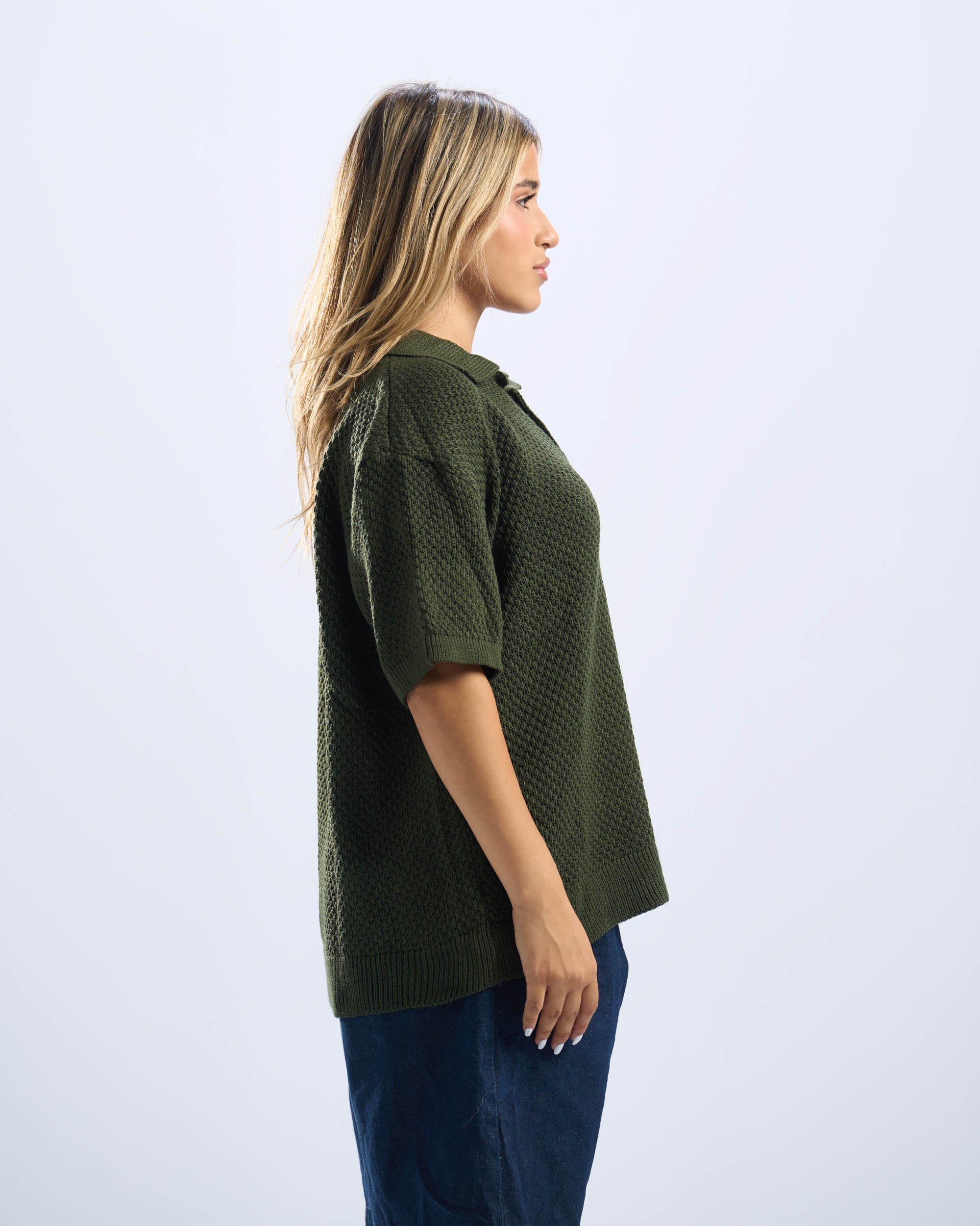 Olive Polo Knitted Tee