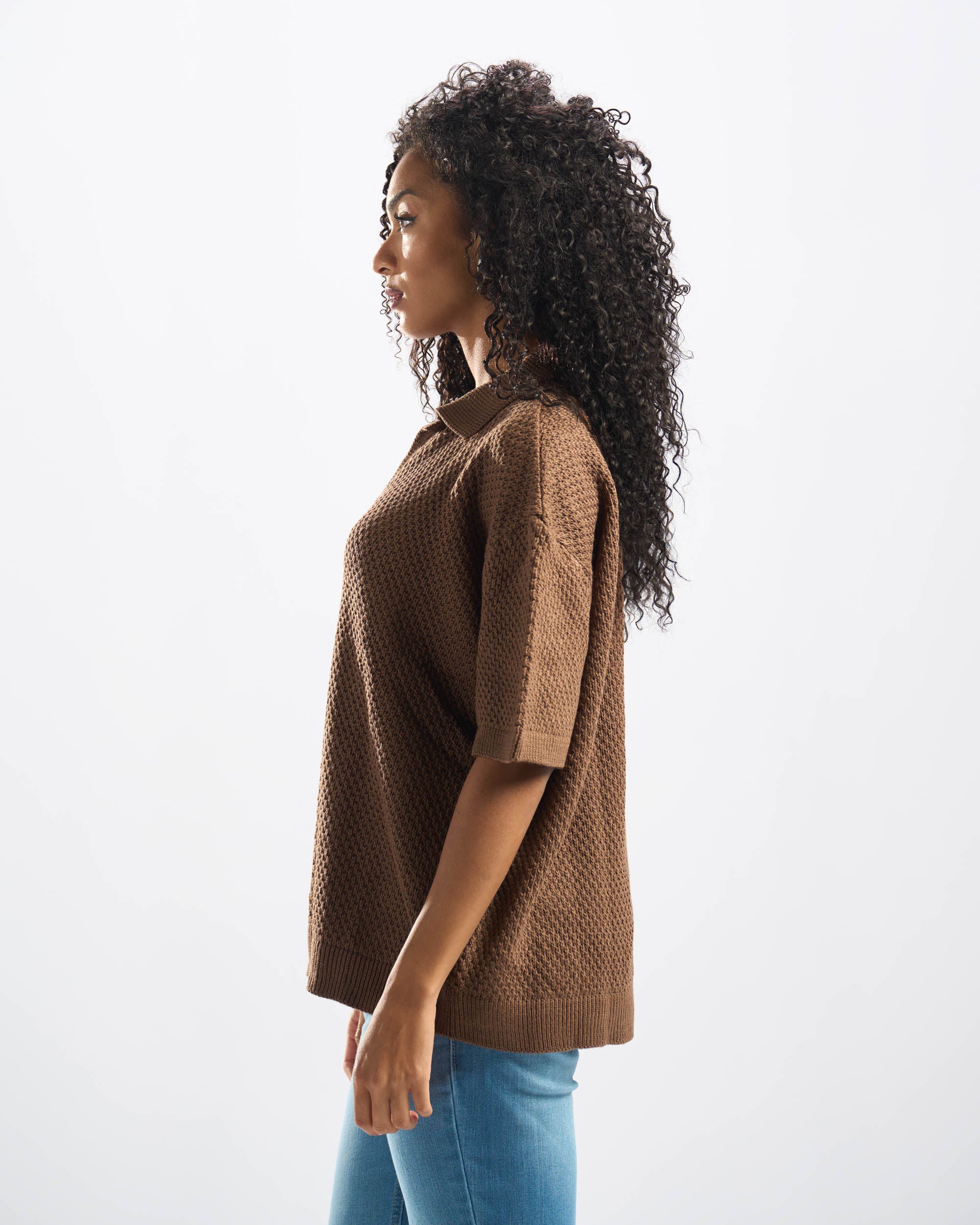 Brown Polo Knitted Tee