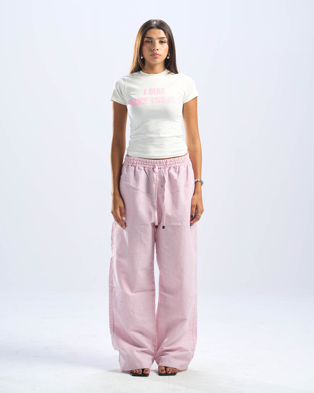 pink stripped pants