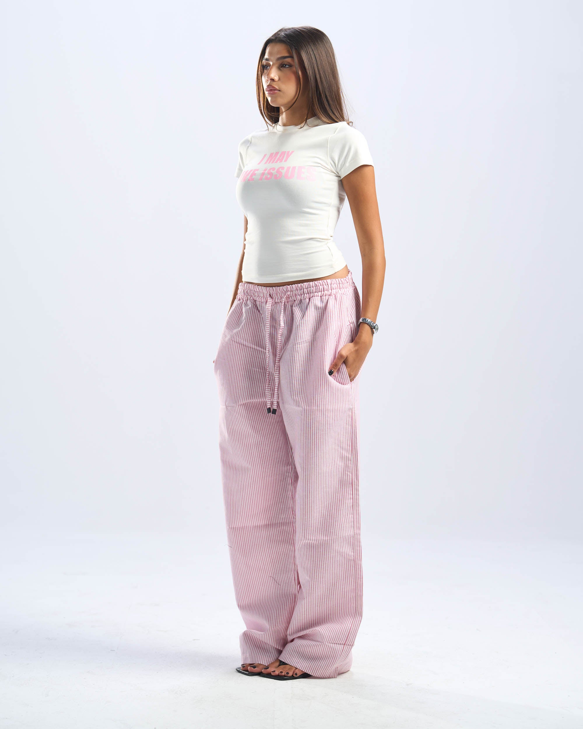 pink stripped pants