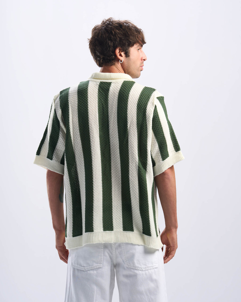 Olive Stripped Polo Knitted Tee