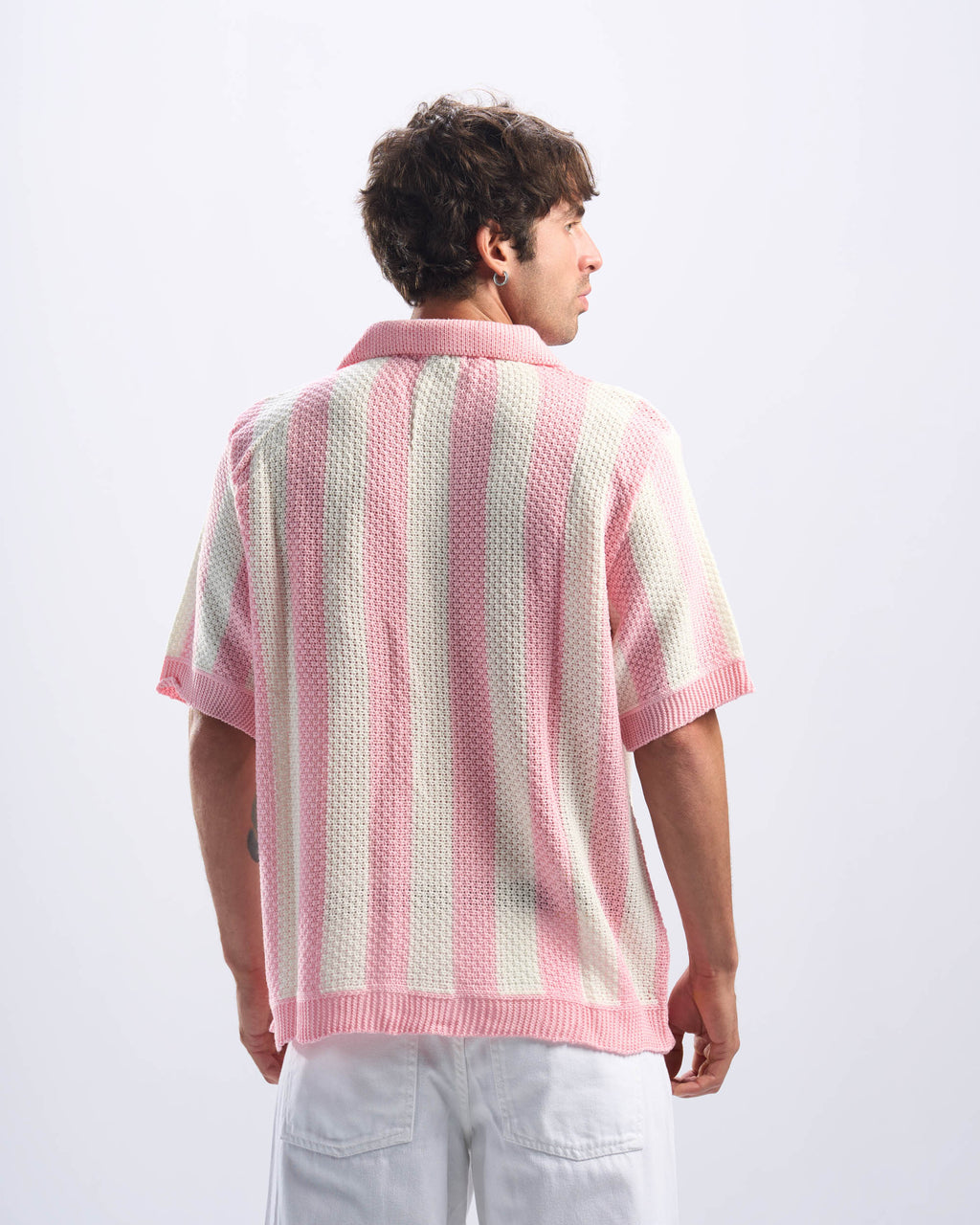 Pink Stripped Polo Knitted Tee