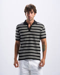 Black Stripped Cotton Polo Men