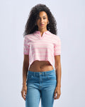 Pink Stripped Cotton Polo Women